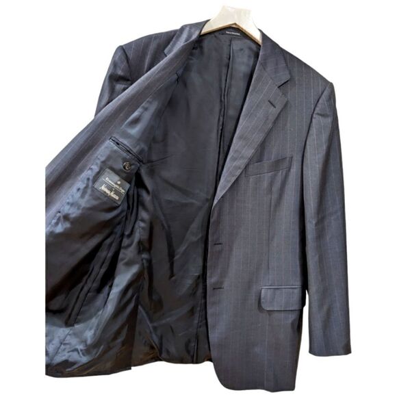 Ermenegildo Zegna x Neiman Marcus Black Wool Striped Three Button Blazer Sz 42US - Picture 4 of 10